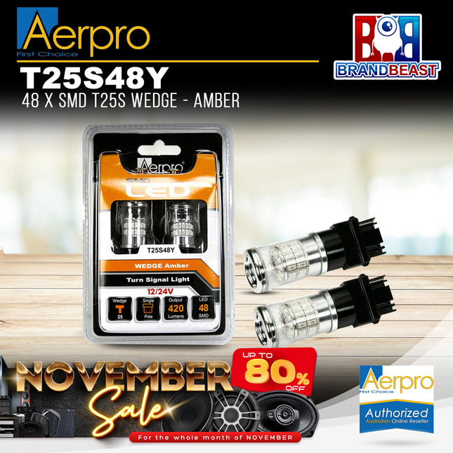 Aerpro T25S48Y 48x T25S SMD Wedge - Amber