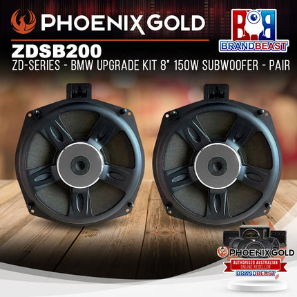 Phoenix Gold ZDSB200 ZD-Series 8" 150W Subwoofer Suit BMW Various Models - Pair