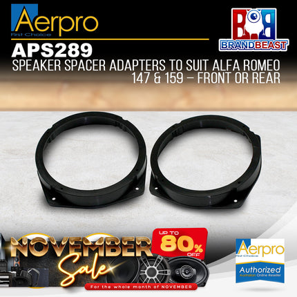 Aerpro APS289 6.5" Speaker Spacer Adapters Suit Alfa Romeo 147/159 (Front/Rear)