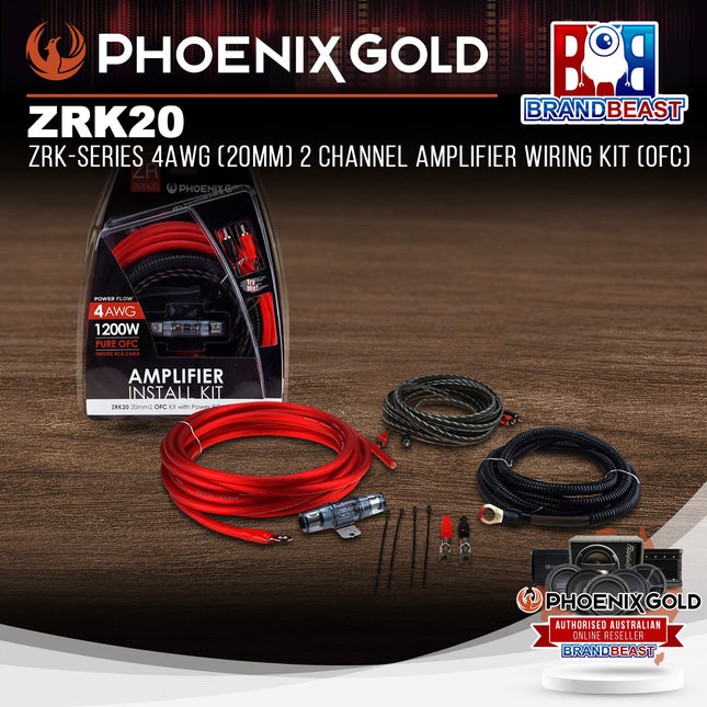 Phoenix Gold ZRK20 ZRK-Series 4AWG (20mm) 2 Channel Amplifier Wiring Kit (OFC)