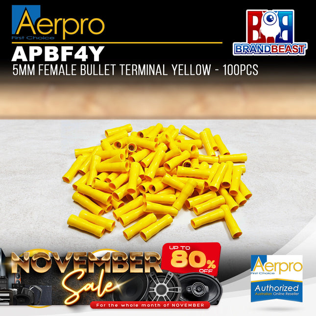 Aerpro APBF4Y 5mm Female Bullet Terminal Yellow - 100pcs