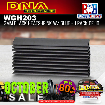 DNA WGH203 3mm Black Heatshrink With Glue - 1 Pack Of 10
