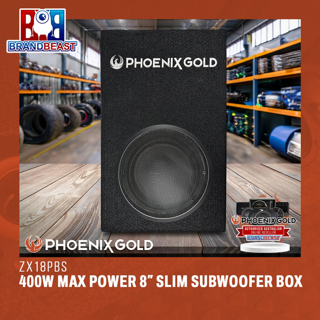 Phoenix Gold ZX18PBS 400W Max Power 8‚Ä≥ Slim Subwoofer Box