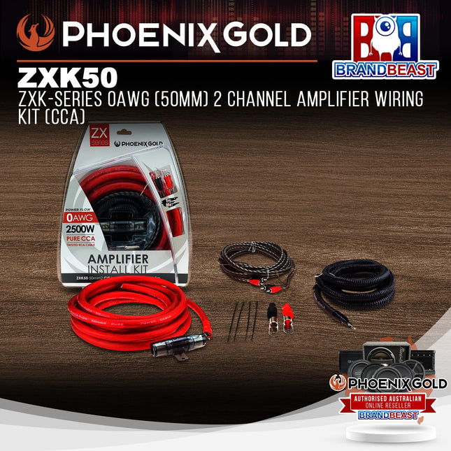 Phoenix Gold ZXK50 ZXK-Series 0AWG (50mm) 2 Channel Amplifier Wiring Kit (CCA)