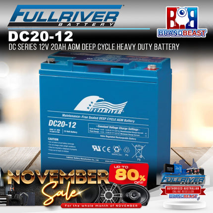 Fullriver DC20-12 DC Series 12V 20Ah AGM Deep Cycle Heavy Duty Battery