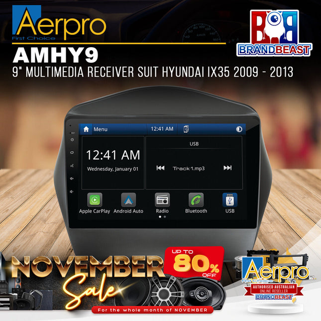 Aerpro AMHY9 9" Multimedia Receiver Suit Hyundai iX35 2009 - 2013