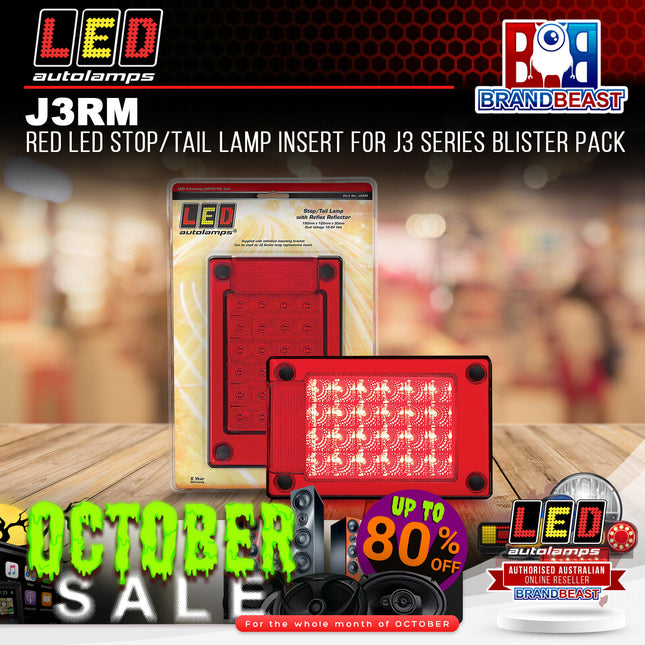 LED Autolamps J3RM Red LED Stop/Tail Lamp Insert For J3 Series Blister Pack