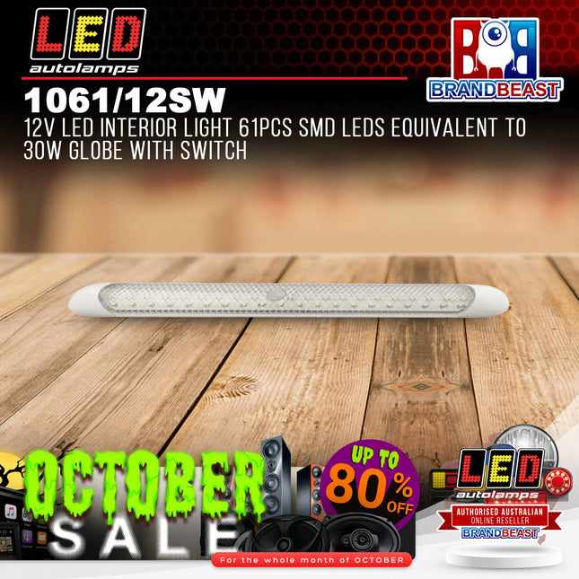 LED Autolamps 1061/12SW 12V LED Interior Light 61PCS SMD LEDs 30W Globe Switch