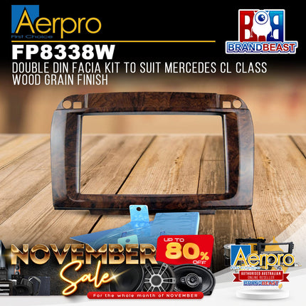 Aerpro FP8338W Double DIN Facia Kit Suit Mercedes CL Class - Wood Grain Finish