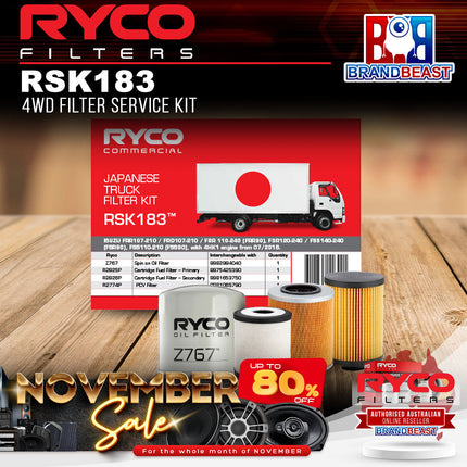 Ryco RSK183 4WD Filter Service Kit