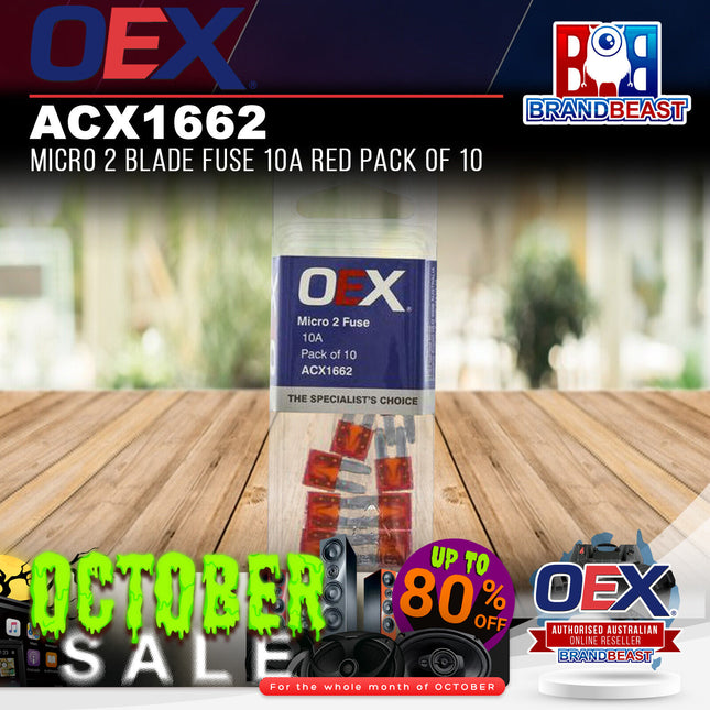 OEX ACX1662 Micro 2 Blade Fuse 10A Red Pack of 10