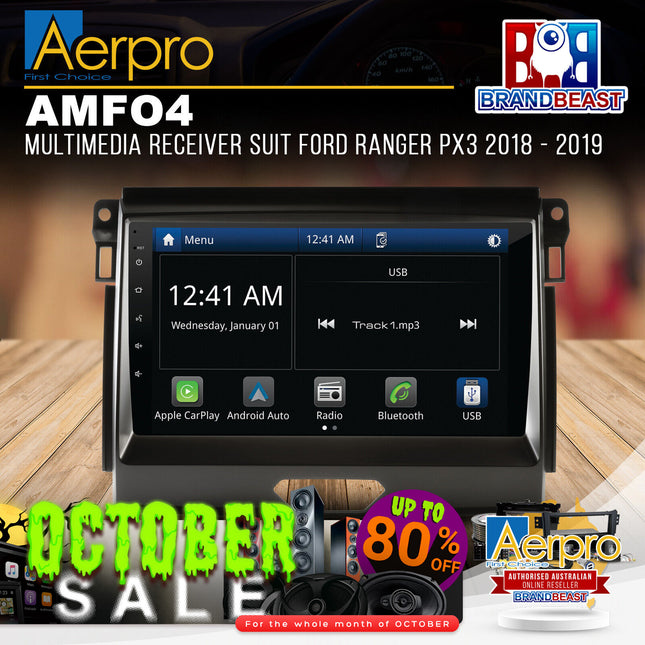 Aerpro AMFO4 Multimedia Receiver Suit Ford Ranger PX3 2018 - 2019