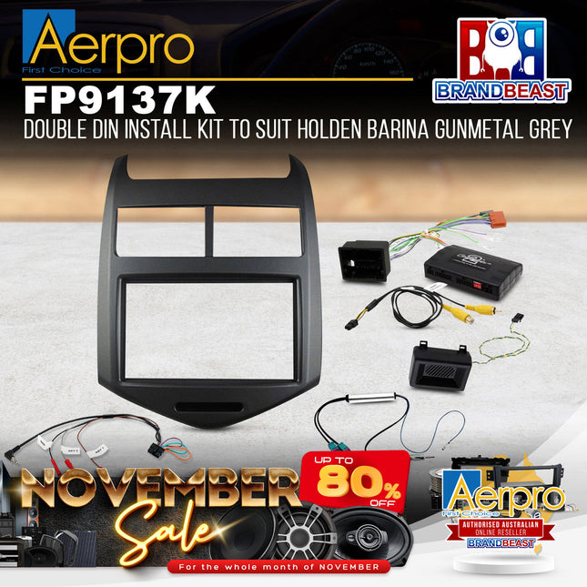 Aerpro FP9137K Double DIN Gunmetal Grey Install Kit Suit Holden Barina 2011-2016