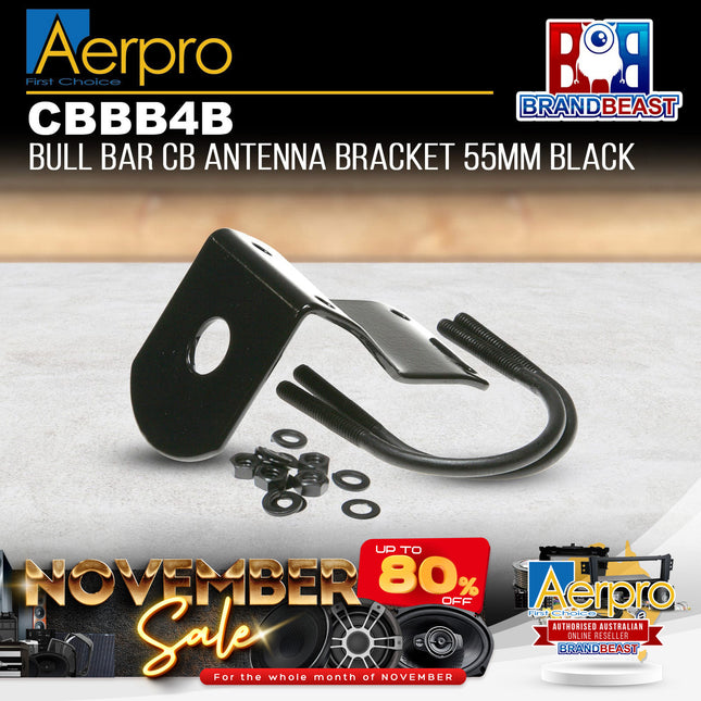 Aerpro CBBB4B Black Universal Bull Bar Mount UHF Antenna Bracket