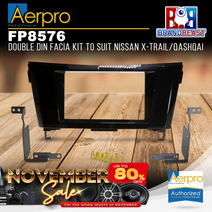 Aerpro FP8576 2DIN Black Facia Kit Suit Nissan X-Trail T32/Qashqai 2014 - ON