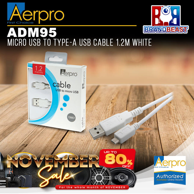 Aerpro ADM95 1.2m USB Micro USB to Type-A USB Cable