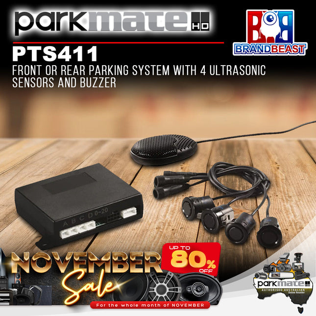 Parkmate PTS411 Front or Rear Parking System with 4 Ultrasonic Sensors and Buzzer
