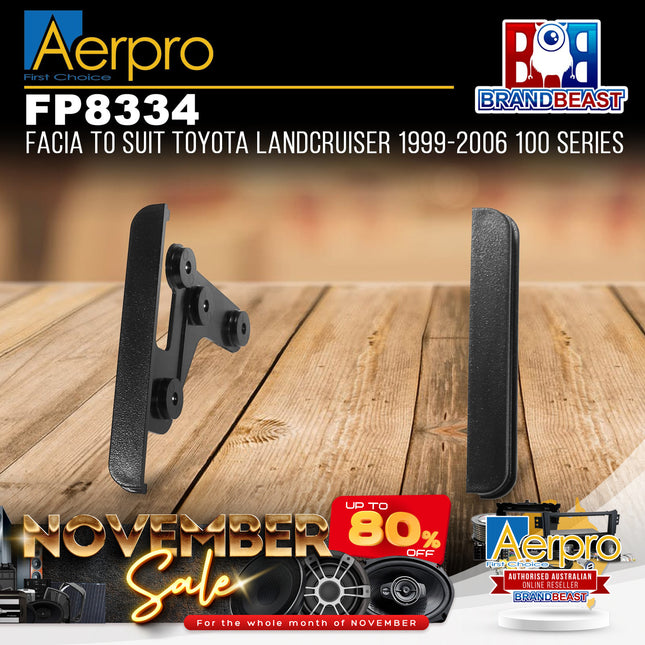 Aerpro FP8334 Double DIN Black Facia Kit Suit Toyota LC 100 Series 1999 - 2006