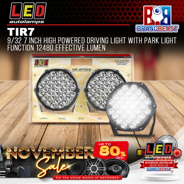 LED Autolamps TIR7 9/32 7 Inch High Powered Driving Light With Park Light Functi
