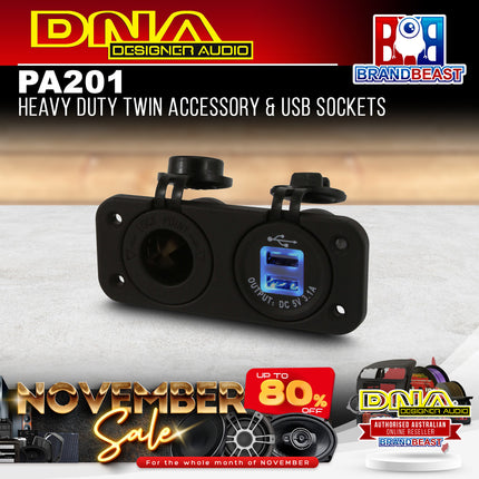 DNA PA201 Heavy Duty Twin Accessory & USB Sockets