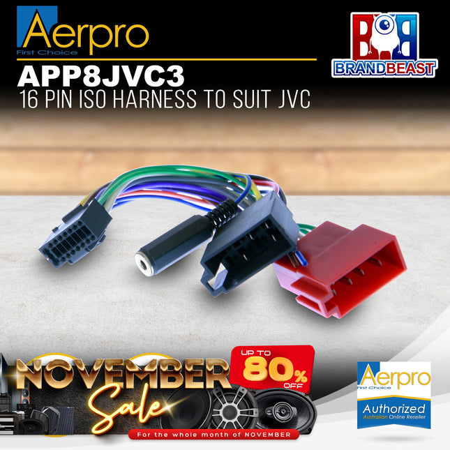 Aerpro APP8JVC3 JVC to ISO Harness 16 Pin