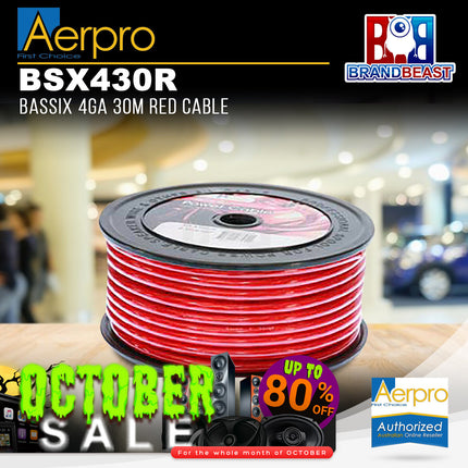 Aerpro BSX430R 30M BASSIX 4GA Speaker Power Cable - Red