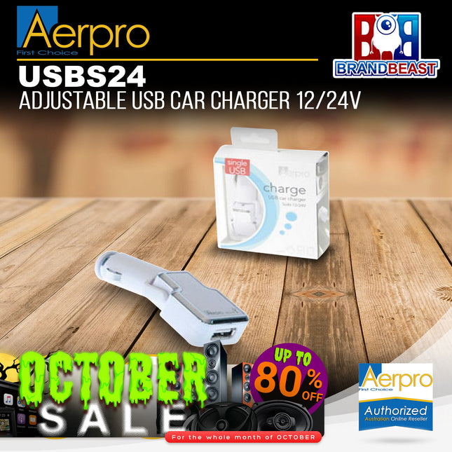 Aerpro USBS24 12/24V Adjustable Single In-Car USB Charger