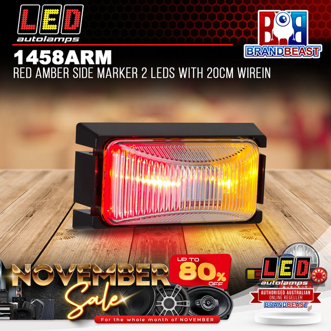 LED Autolamps 1458ARM Red Amber Side Marker 2 LEDs With 20cm Wire
