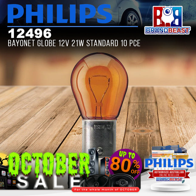 PHILIPS 12496 Bayonet Globe 12V 21W Standard 10 Pce