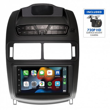 Aerpro AM9650SK 7" Multimedia Receiver for Ford Falcon FG in satin black color, including a 720P HD surface-mount camera.