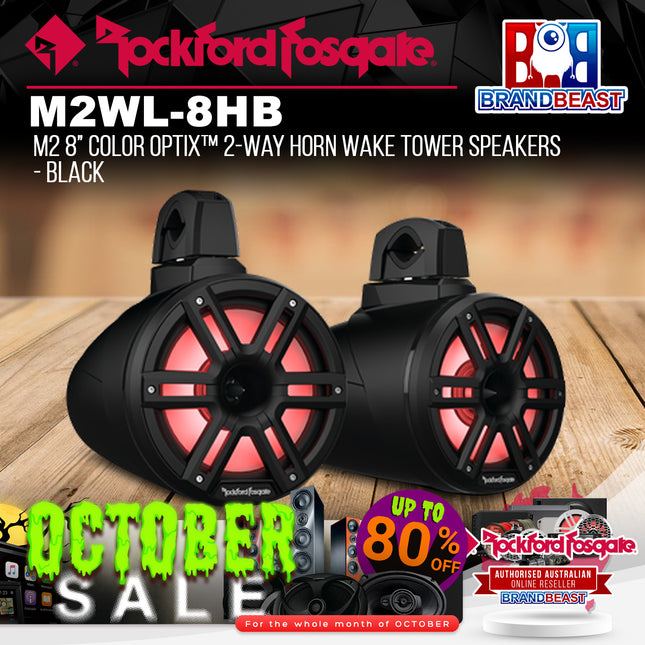 Rockford Fosgate M2WL-8HB M2 8" Color Optix™ 2-Way Horn Wake Tower Speakers - Black