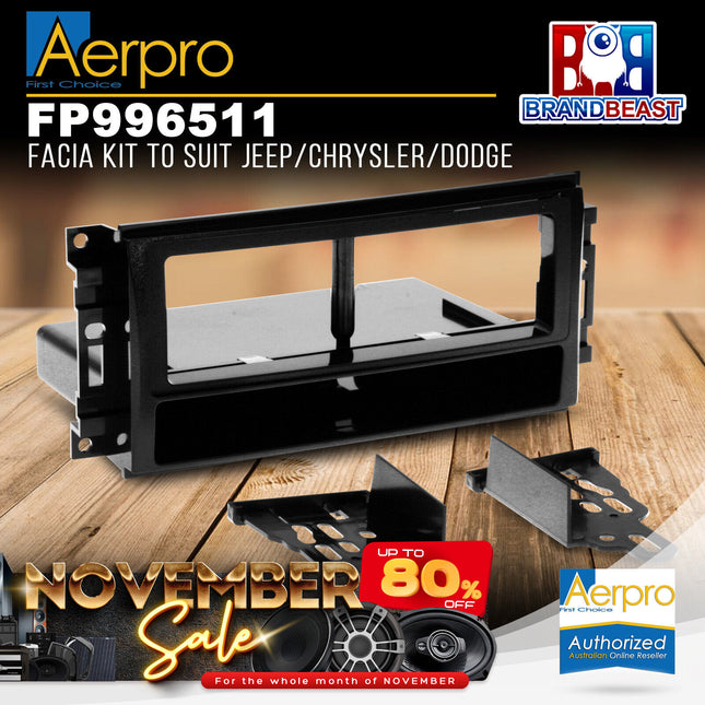 Aerpro FP996511 Facia Kit Suit Jeep/Chrysler/Dodge 2007-On Black Single-DIN