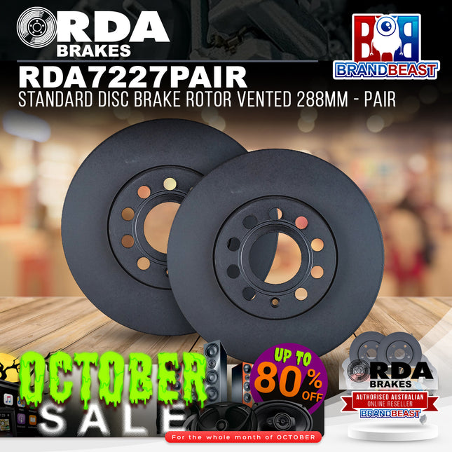 RDA Brakes RDA7227 Standard Disc Brake Rotor Vented 288mm - Pair