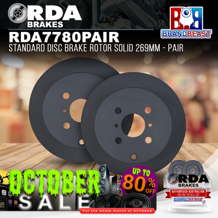 RDA Brakes RDA7780 Standard Disc Brake Rotor Solid 269mm - Pair