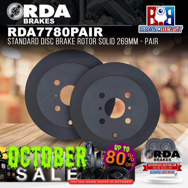 RDA Brakes RDA7780 Standard Disc Brake Rotor Solid 269mm - Pair
