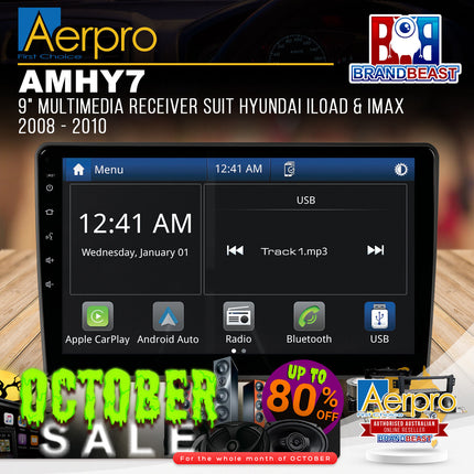 Aerpro AMHY7 9" Multimedia Receiver Suit Hyundai iLoad & iMax 2008 - 2010