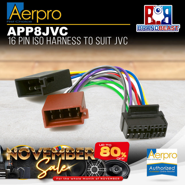 Aerpro APP8JVC JVC To ISO Harness 16 Pin