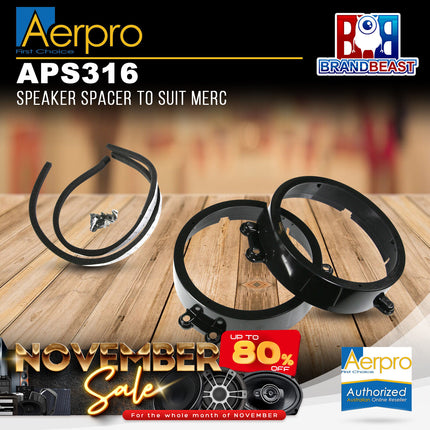 Aerpro APS316 165mm Front Factory Speaker Adaptor Spacers Suit Mercedes