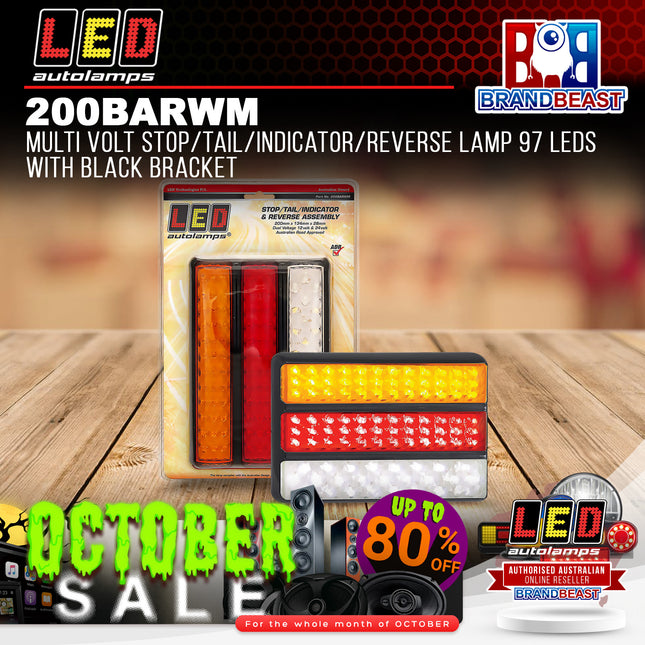 LED Autolamps 200BARWM MultiVolt Stop/Tail/Indicator/Reverse Lamp 97 LED Bracket
