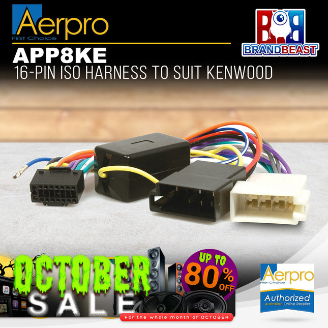 Aerpro APP8KE APP8 Secondary ISO Harness to Suit Kenwood Headunits