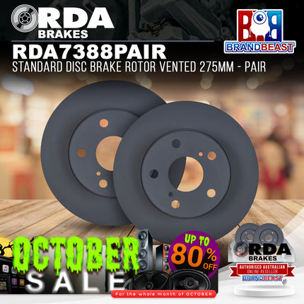 RDA Brakes RDA7388 Standard Disc Brake Rotor Vented 275mm - Pair