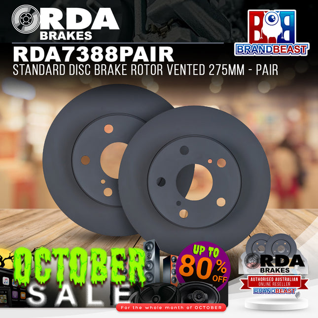 RDA Brakes RDA7388 Standard Disc Brake Rotor Vented 275mm - Pair