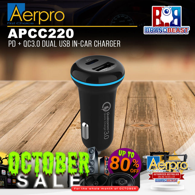 Aerpro APCC220 PD + QC3.0 Dual USB In-Car Charger