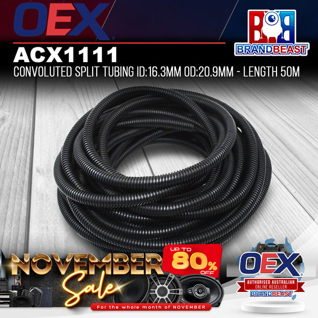 OEX ACX1111 Convoluted Split Tubing ID:16.3mm OD:20.9mm - Length 50m