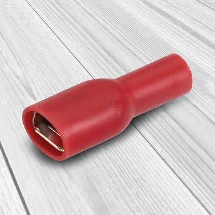 Narva 56142 Red Female Crimp Terminal 6.3 x 0.8mm Blade Connector Vinyl Insulated 100 Pack