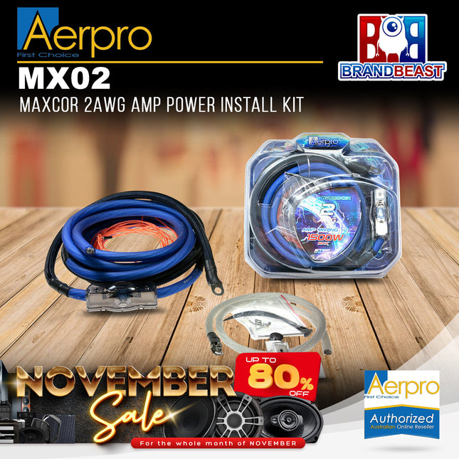 Aerpro MX02 MAXCOR 2AWG Amp Power Install Kit