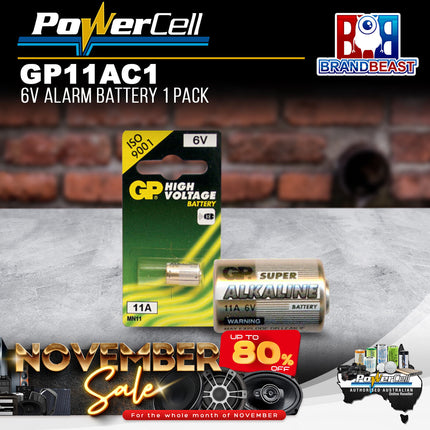 PowerCell GP11AC1 GP 6V 38mAh Alkaline High Voltage Battery - Card of 1