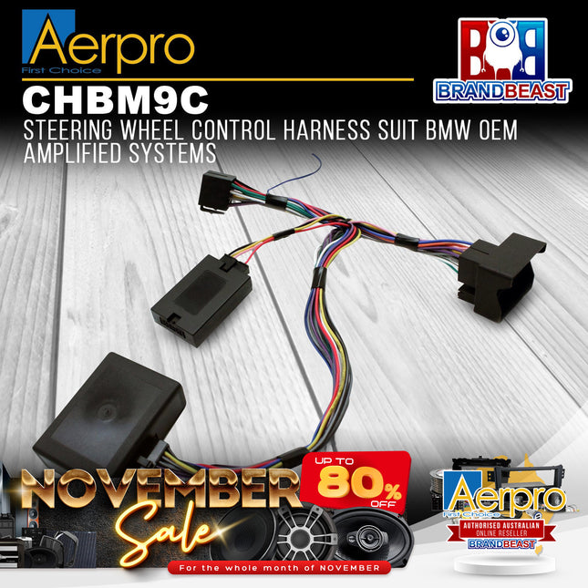Aerpro CHBM9C Steering Wheel Control Harness Suit BMW OEM Amplified Systems