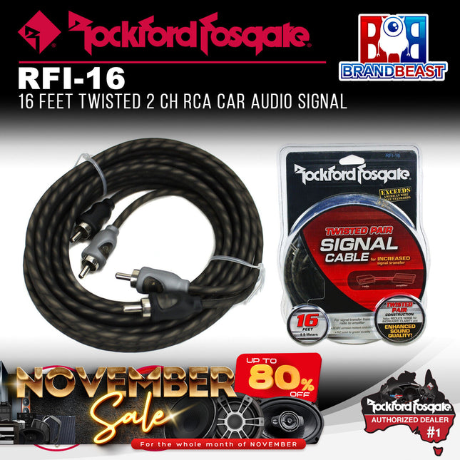 Rockford Fosgate RFI-16 16 Feet Twisted Pair Signal Cable