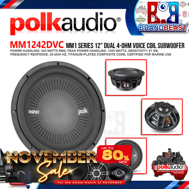 Polk Audio MM1242DVC MM1 Series 12" 1260W Dual Voice Coil Subwoofer with Ultra-Marine Certification